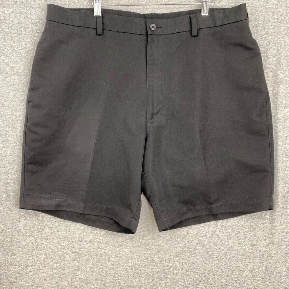 Roundtree & York Shorts Mens 40 X 9 Black Easy Care Khakis Flat Front Casual